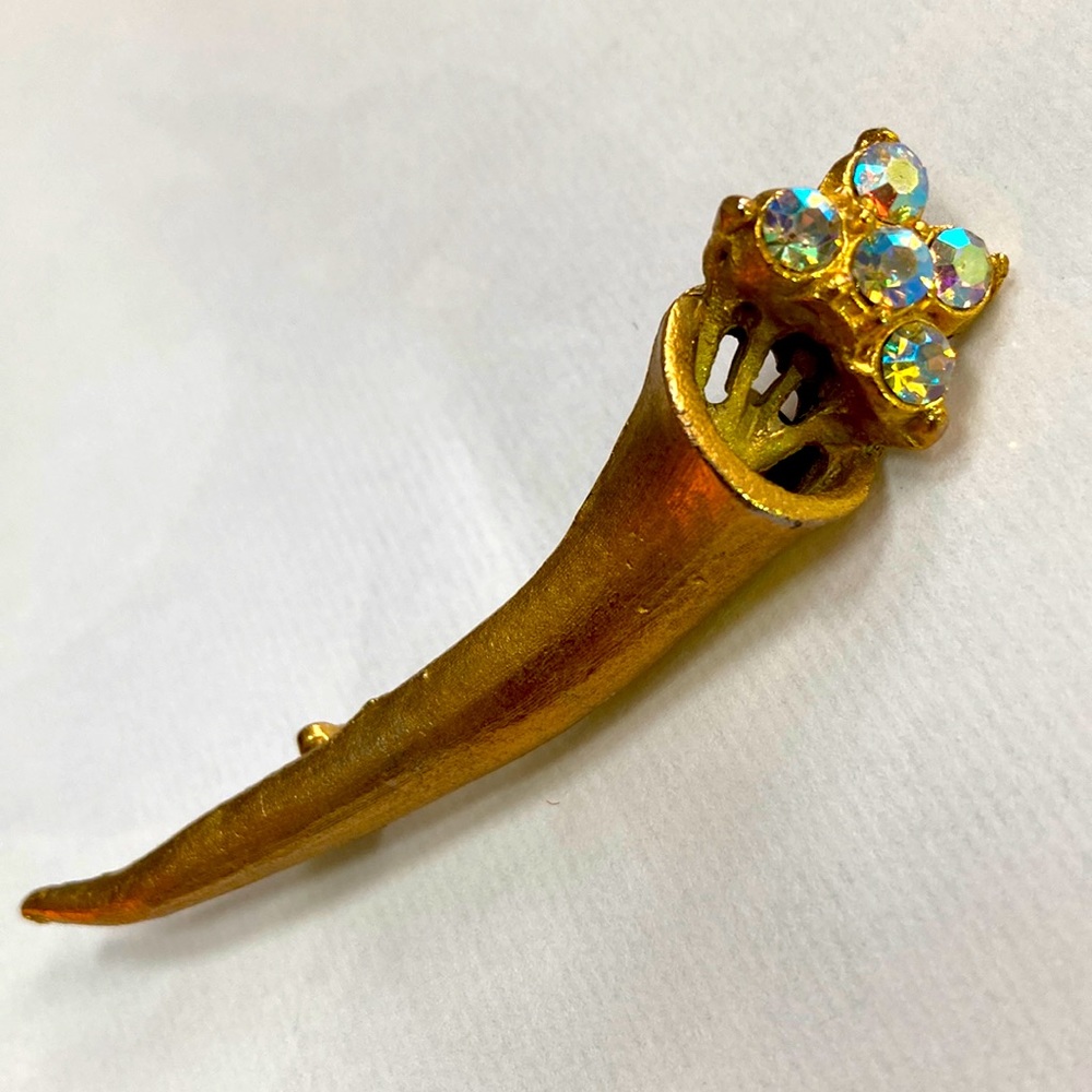 Vintage Cornucopia Aurora Rhinestone Flower Brooch